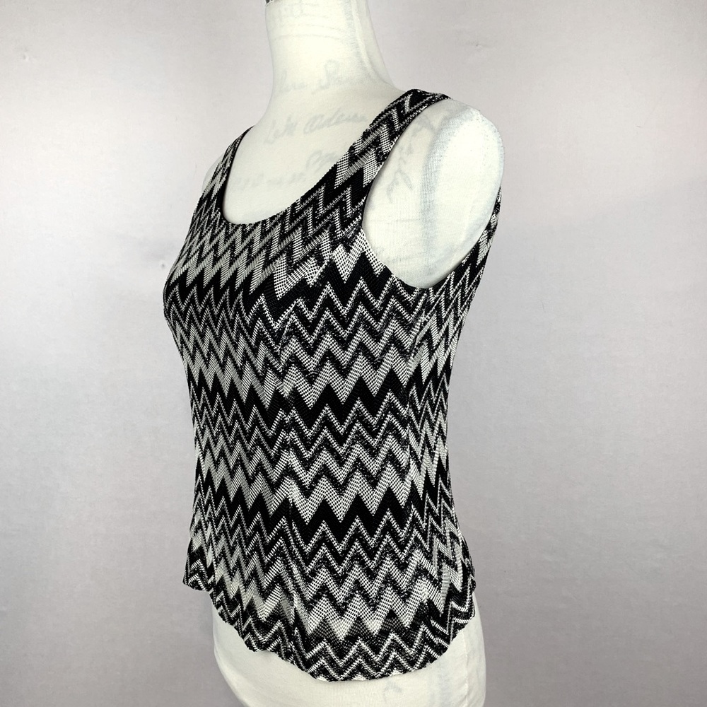 Kasper Black And White Zig Zag Pattern Sleeveless… - image 2